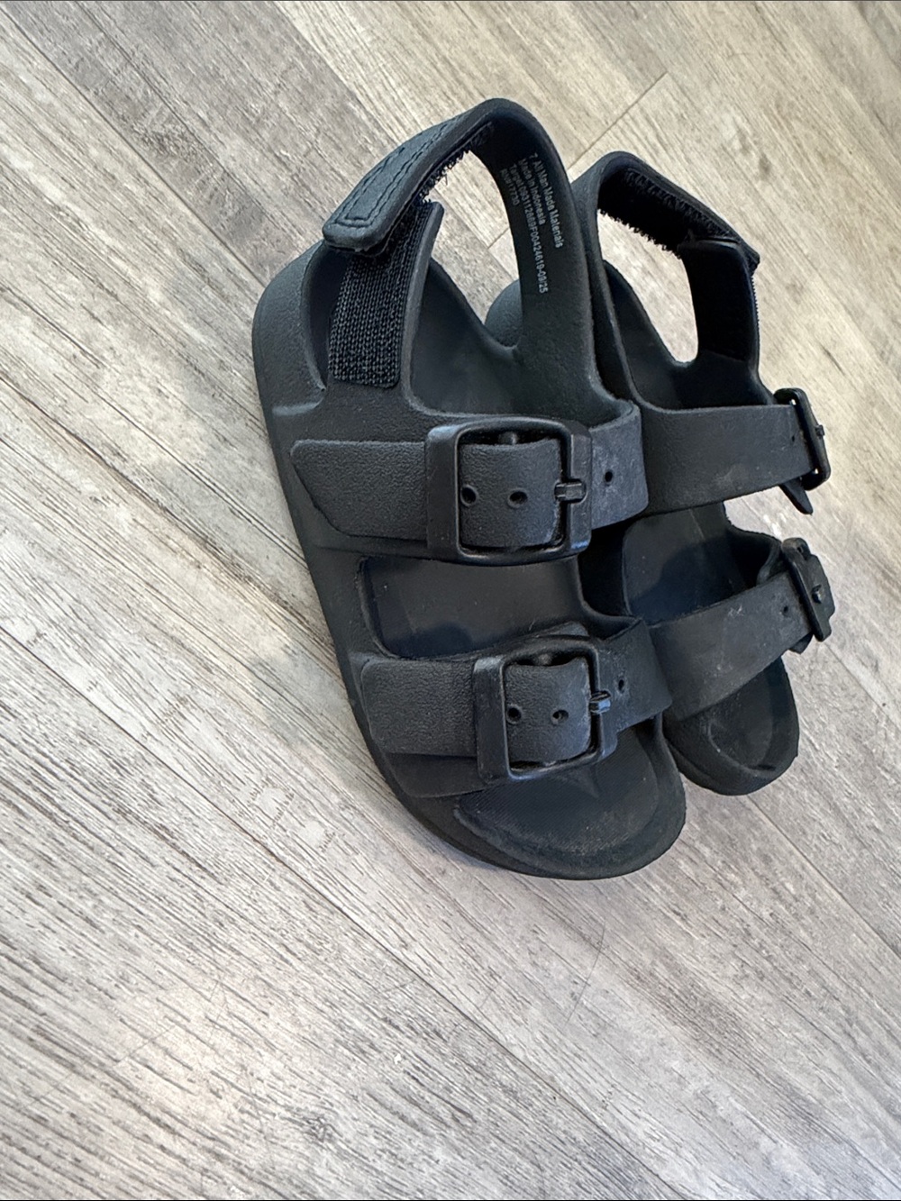 Cat & Jack Black Double-Buckle Kids Sandals size 7 Toddler